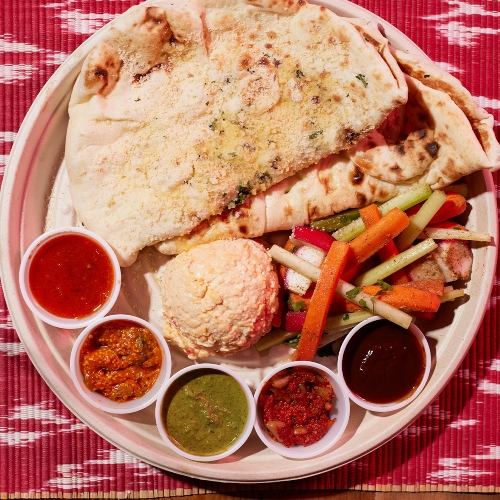 Naan + Chutneys & Whipped Pimento Cheese Paneer